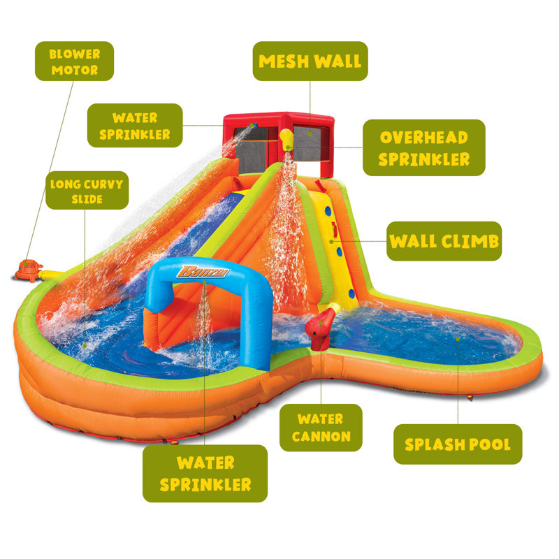 Banzai Lazy River Inflatable Outdoor Adventure Water Park Slide and Splash Pool & Reviews Wayfair